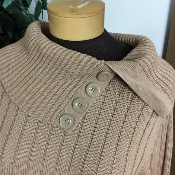 Studio Works Large split neck tan heavier weight sweater - Picture 8 of 14